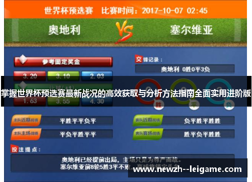 掌握世界杯预选赛最新战况的高效获取与分析方法指南全面实用进阶版